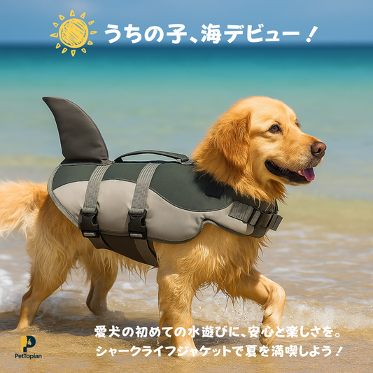 犬用ライフジャケット｜夏の水遊びに！マーメイド・サメデザイン